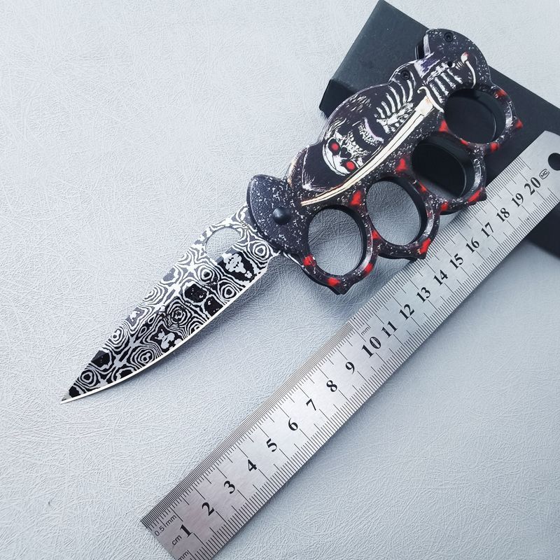 Stainless steel folding EDC pocket knife shown fully opened