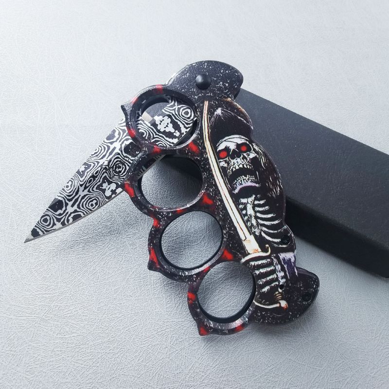 Steel handle view of the folding EDC pocket knife