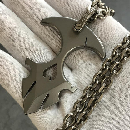 Holding TC21 titanium knuckle duster with chain
