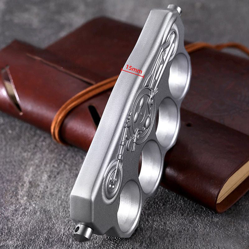 Thickened zinc alloy knuckle duster on leather