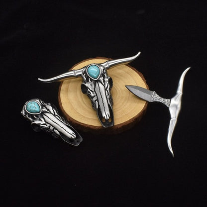 Damascus Steel Turquoise Horn Dagger9