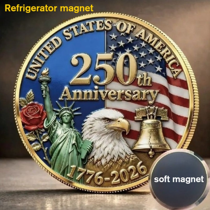 U.S. 250th Anniversary Soft-Back Metal Magnet – Fridge Decor for Home