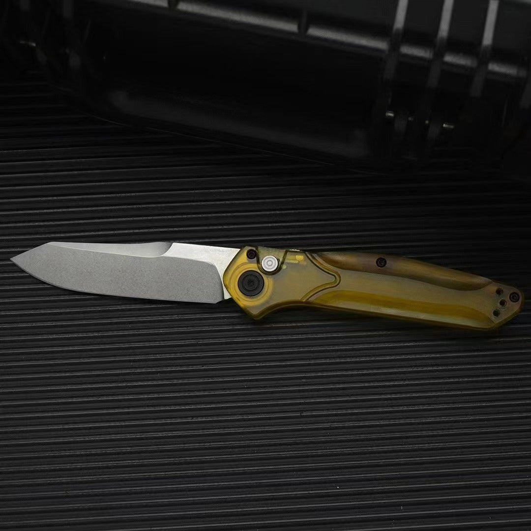 BM9400 PEA Transparent Handle D2 Steel Outdoor Portable Knife