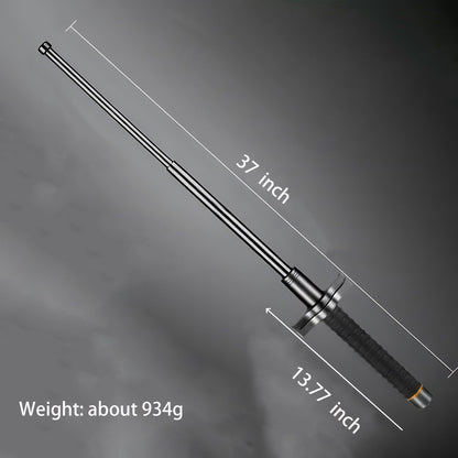 37 inch black-handled aviation alloy steel baton size diagram with extended length and collapsed handle measurements