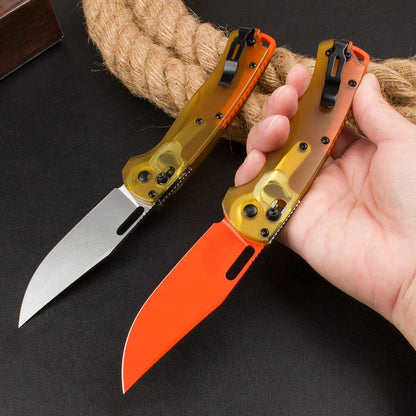 BM15535 Yellow PEI Transparent Edition Outdoor Folding Knife