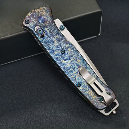 BM537BK Titanium Alloy Lightning Pattern Outdoor Folding Knife