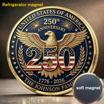 U.S. 250th Anniversary Soft-Back Metal Magnet – Fridge Decor for Home