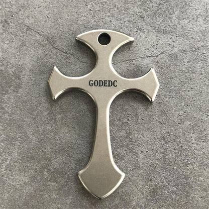 GODEDC Titanium Cross Necklace Keychain Backpack Pendant EDC Tool