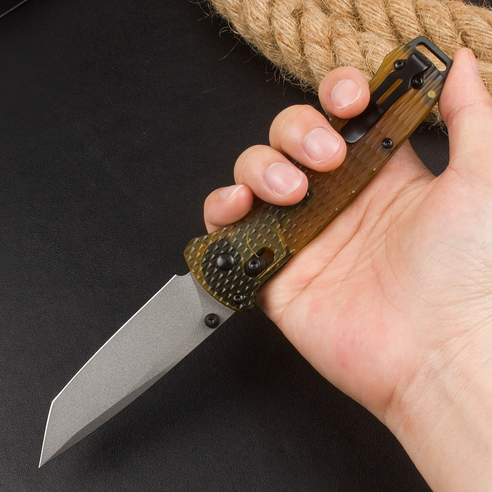 BM537 Transparent PEI Handle Outdoor Portable Folding Knife