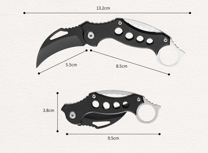 Dimension diagram of the folding EDC claw knife showing 13.2cm, 5.5cm blade and 8.5cm handle.