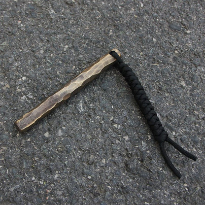 Retro Brass EDC Tool with Hand-polished Stone Pits on The Surface