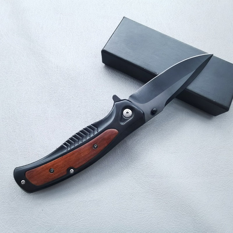 DA315 Steel and Solid Wood G10 Blade Handle Outdoor Folding Knife