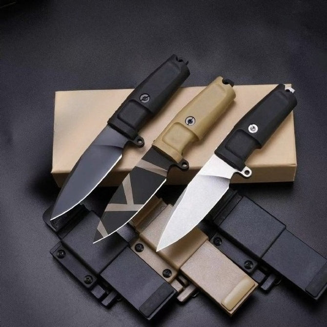 Small N690 DLC Tiger Stripe Tricolor Outdoor Knife