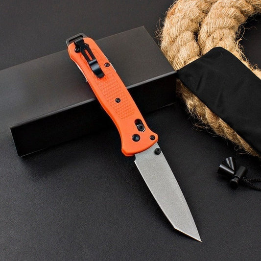 BM537GY Orange Fiberglass Handle Folding Outdoor Knife