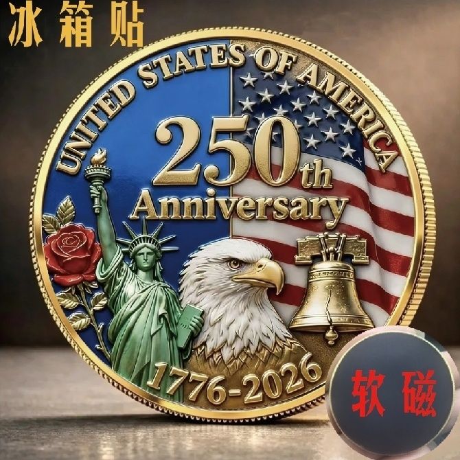 U.S. 250th Anniversary Soft-Back Metal Magnet – Fridge Decor for Home