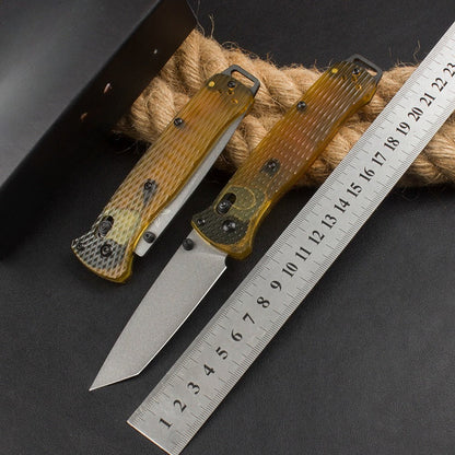 BM537 Transparent PEI Handle Outdoor Portable Folding Knife