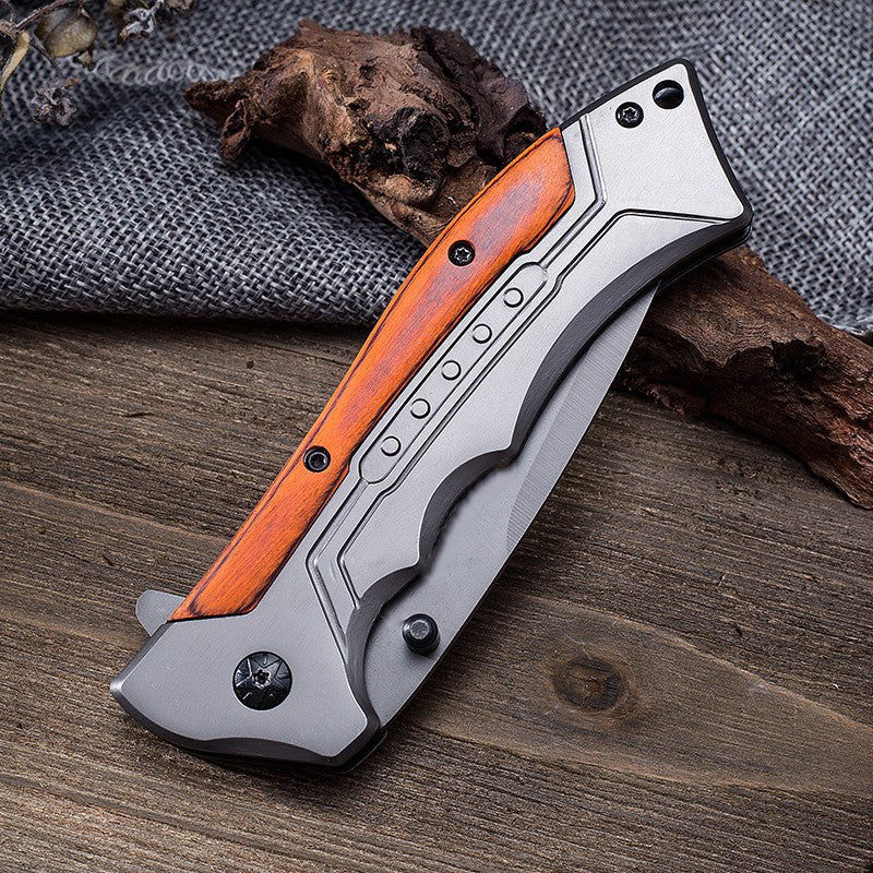 Outdoor Folding 59 HRC acid branch wood Pocket EDC Knife