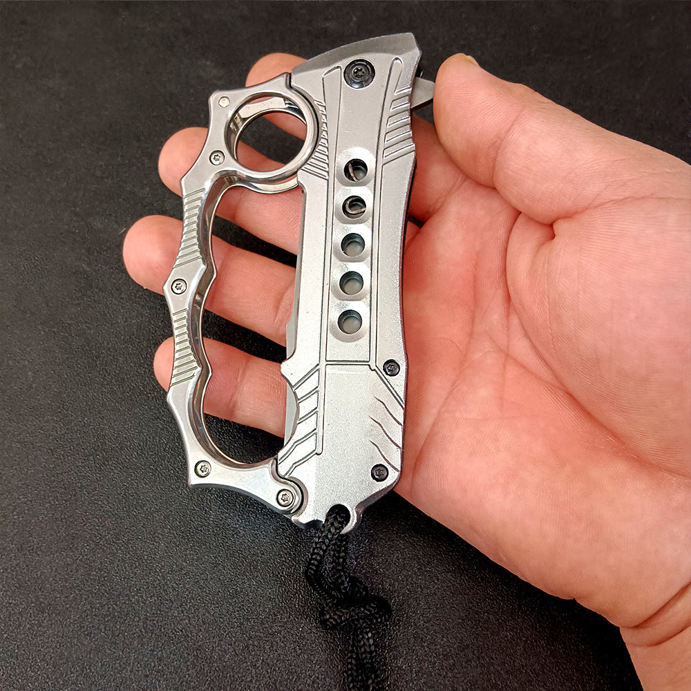 Foldable Outdoor Portable EDC Two-in-one Knuckle Dusters Knife
