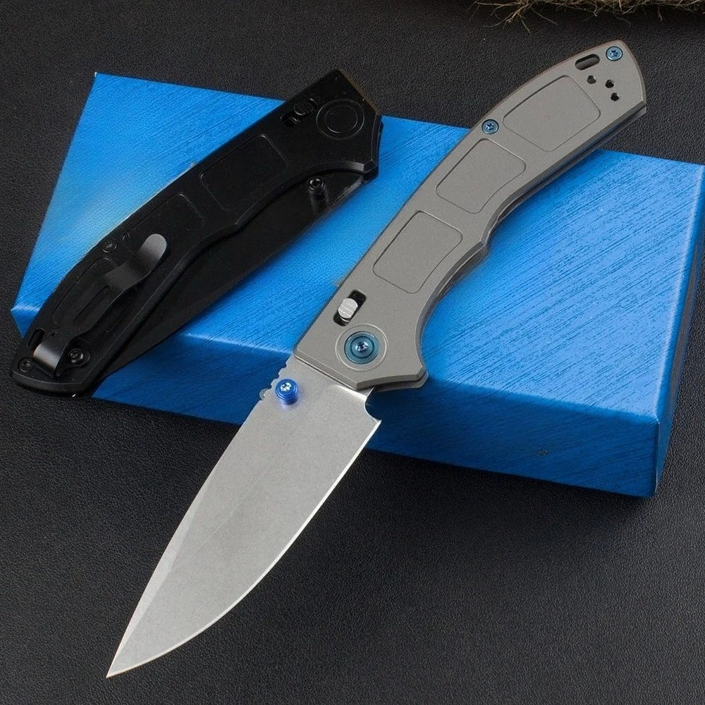 BM748 Titanium Alloy Handle M390 Outdoor Folding Knife — detail of the connection or joint.