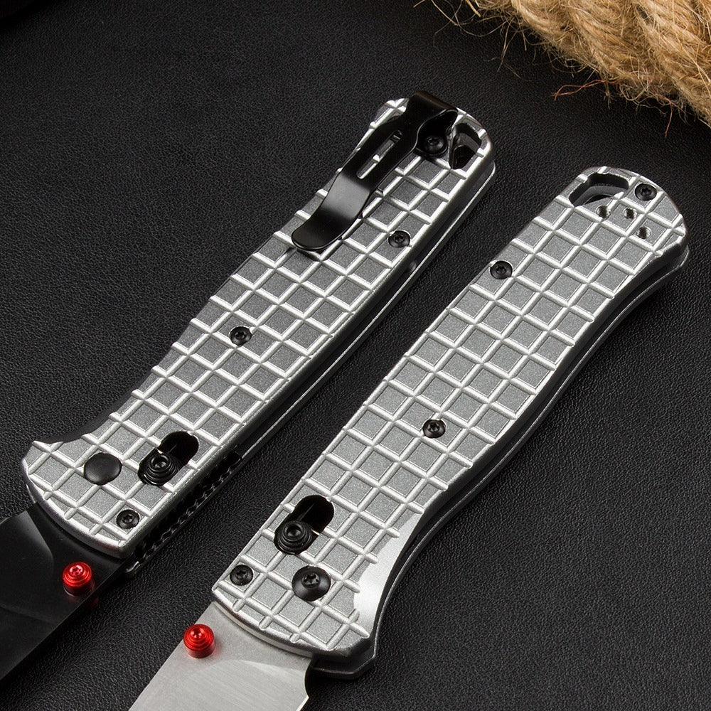 BM535 Bk-4 Checkered Aluminum Handle D2 Outdoor Folding Knife