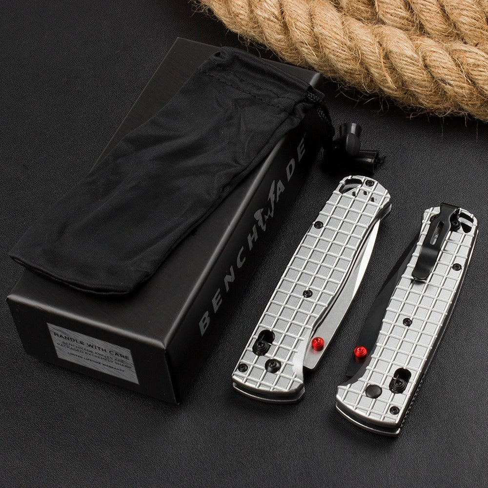 BM535 Bk-4 Checkered Aluminum Handle D2 Outdoor Folding Knife