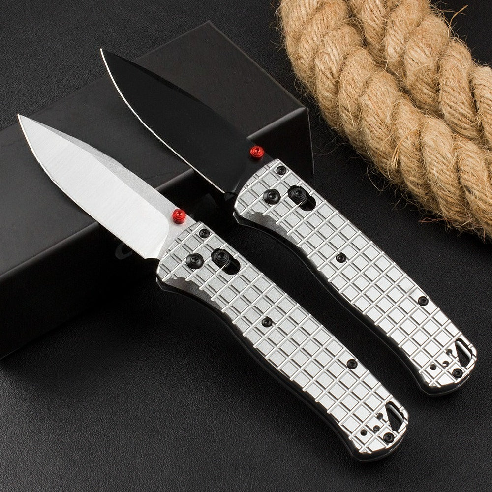BM535 Bk-4 Checkered Aluminum Handle D2 Outdoor Folding Knife