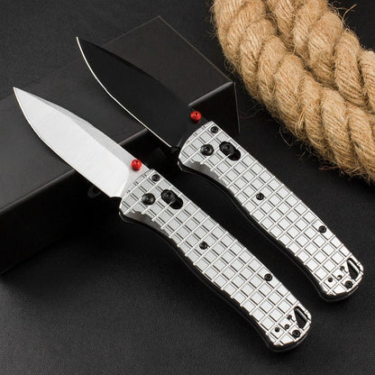 BM535 Bk-4 Checkered Aluminum Handle D2 Outdoor Folding Knife