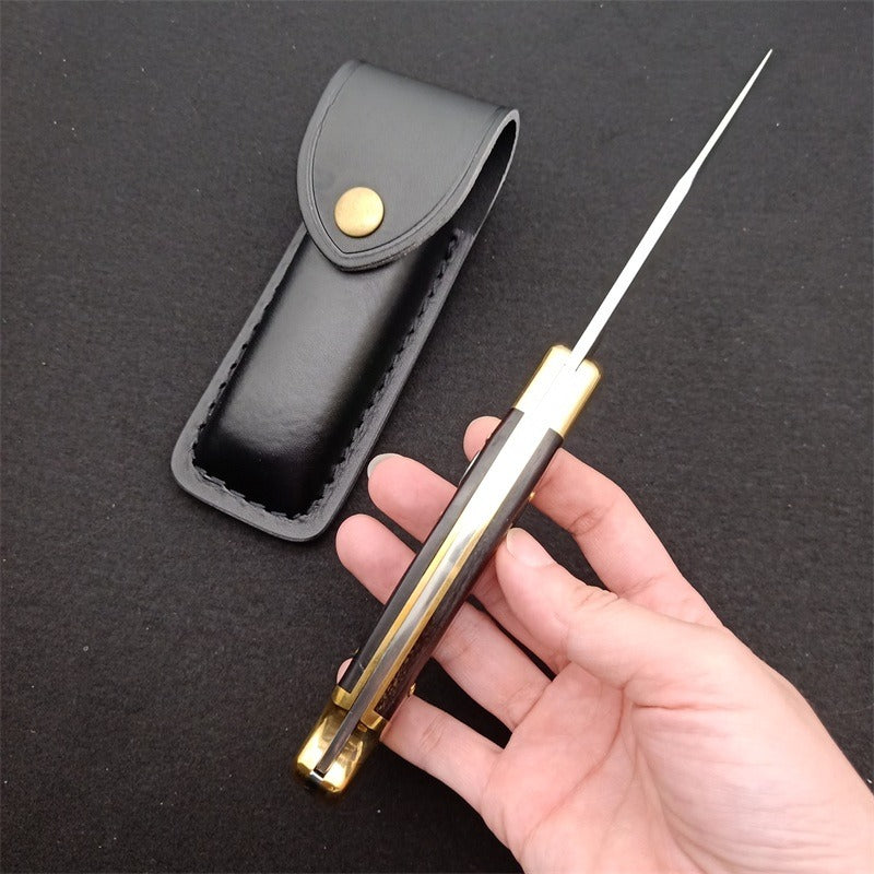 Single Handle Copper Rivet Black Rosewood Wood Bk 110 Folding Knife