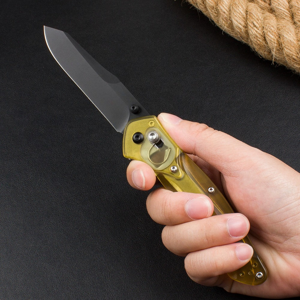 BM940 Transparent Yellow Handle D2 Steel Outdoor Folding Knife
