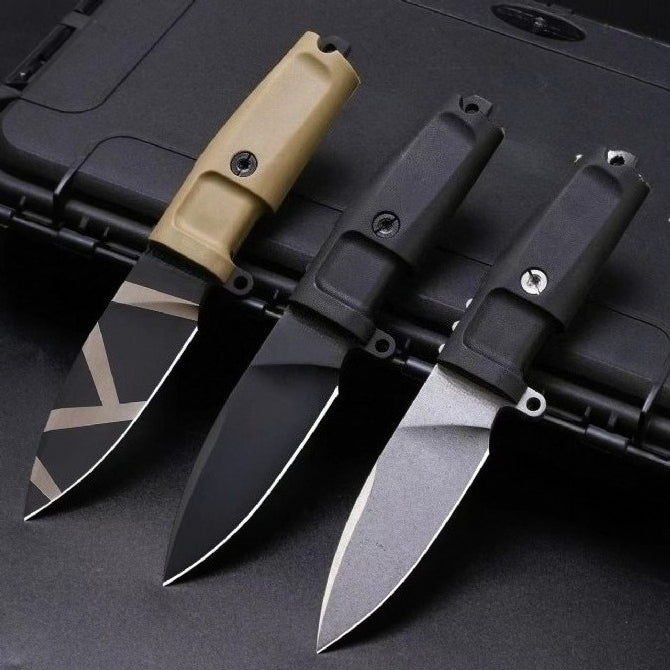 Small N690 DLC Tiger Stripe Tricolor Outdoor Knife