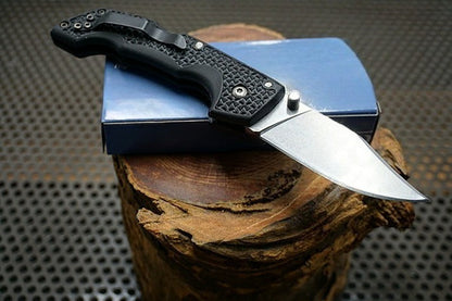 Black Fiberglass Reinforced Nylon Handle 420HC Outdoor Folding Knife
