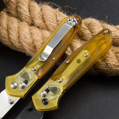 BM940 Transparent Yellow Handle D2 Steel Outdoor Folding Knife