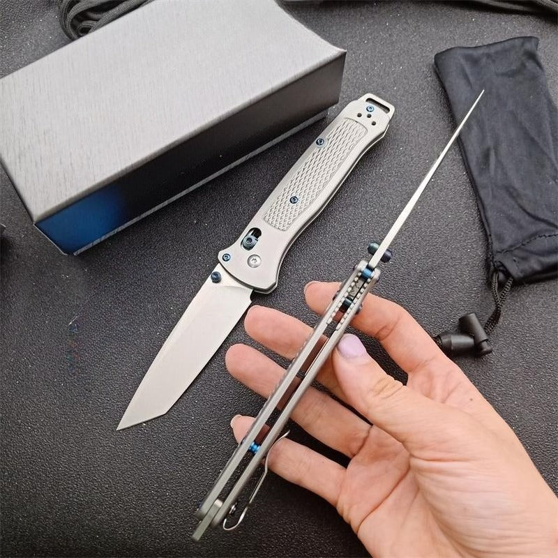 BM537GY M390 Steel Titanium Alloy Handle Outdoor Folding Knife