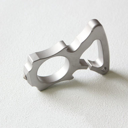 Standing side view of the stainless steel single-hole bottle opener duster.