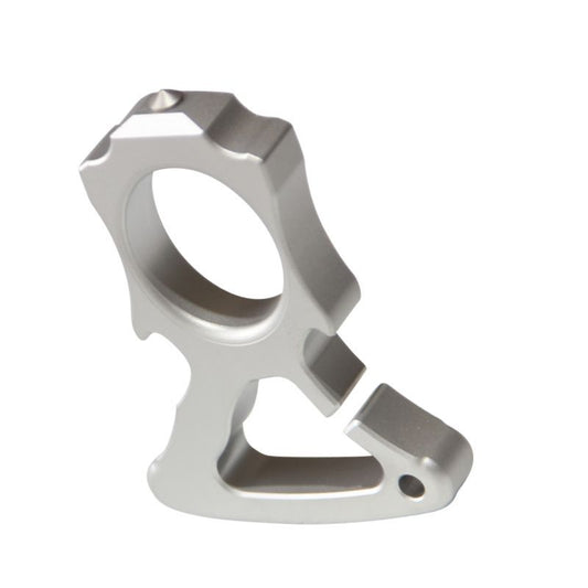 304 stainless steel single-hole bottle opener knuckle duster standing upright on white background.
