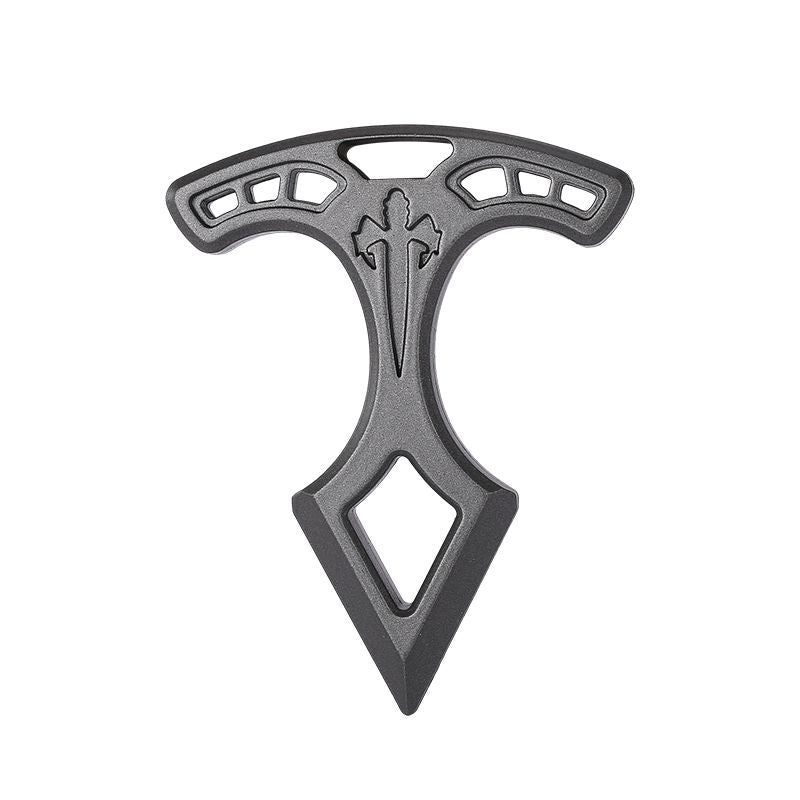 Front view of the metal pendant on a white background, showing the slotted T-bar, engraved cross and diamond cutout.