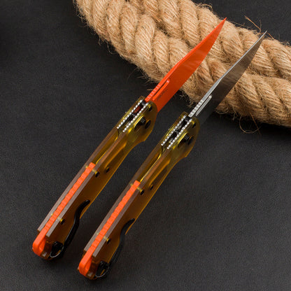 BM15535 Yellow PEI Transparent Edition Outdoor Folding Knife