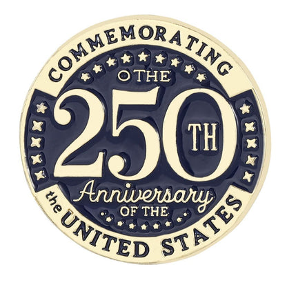 US 250th Independence Day Brooch – Stars, Flag, Letters & Big Clock Design – Clothing Accessory