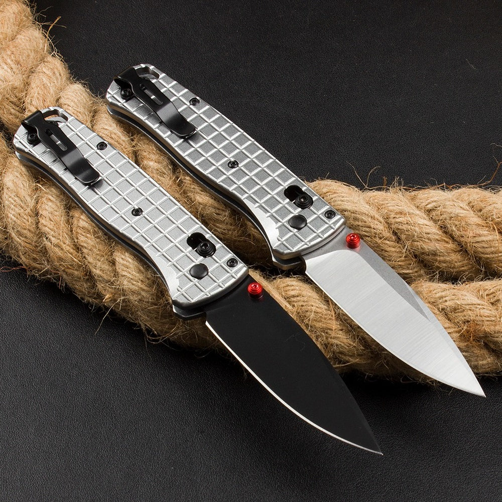 BM535 Bk-4 Checkered Aluminum Handle D2 Outdoor Folding Knife