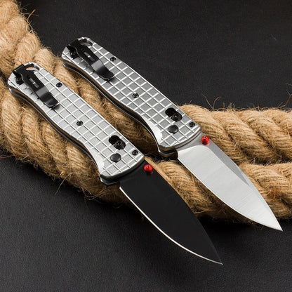 BM535 Bk-4 Checkered Aluminum Handle D2 Outdoor Folding Knife
