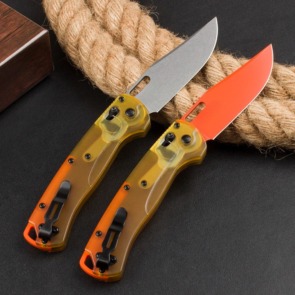 BM15535 Yellow PEI Transparent Edition Outdoor Folding Knife