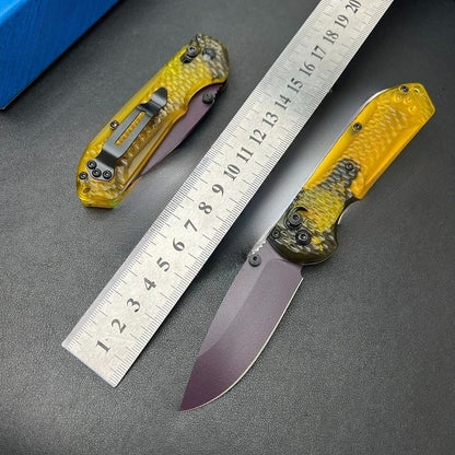 BM Mini 565PL-2501 Hammered Clear PEI Handle Outdoor Knife
