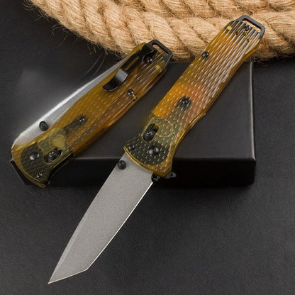 BM537 Transparent PEI Handle Outdoor Portable Folding Knife