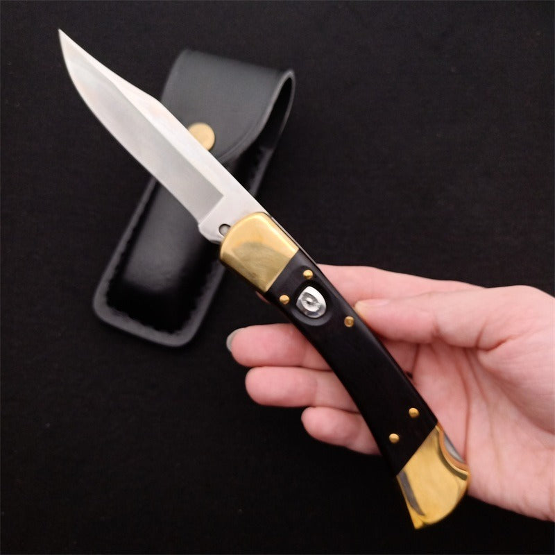 Single Handle Copper Rivet Black Rosewood Wood Bk 110 Folding Knife