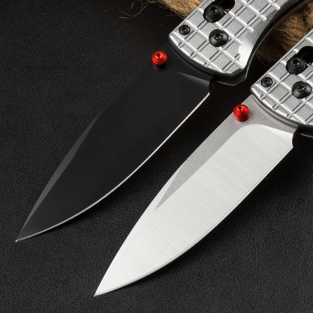 BM535 Bk-4 Checkered Aluminum Handle D2 Outdoor Folding Knife