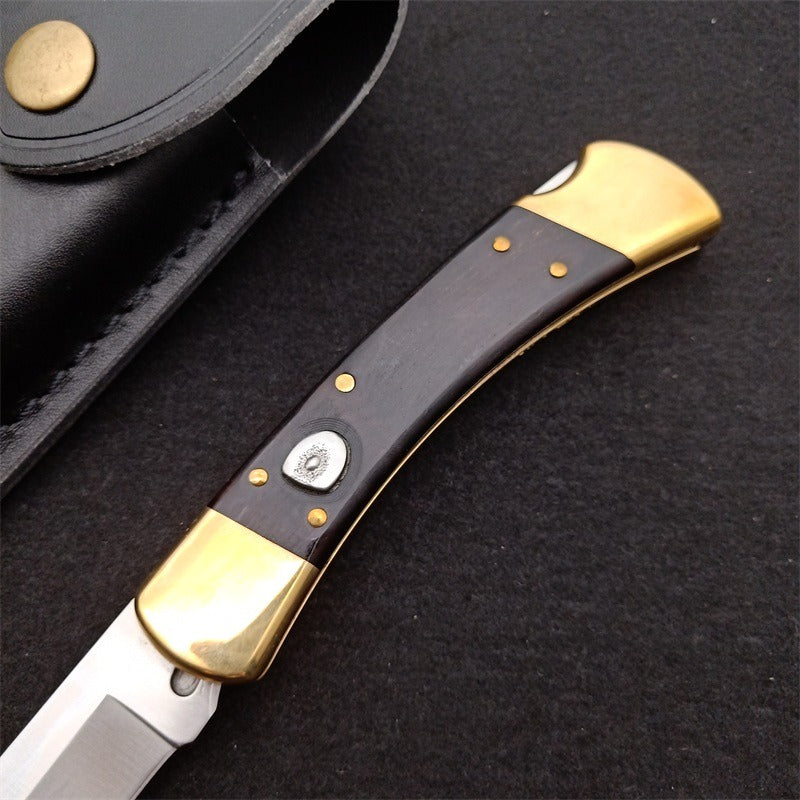 Single Handle Copper Rivet Black Rosewood Wood Bk 110 Folding Knife