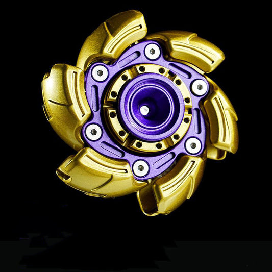 Open metal stress relief fidget toy shown front three-quarter to display the articulated jointed body and panel edges