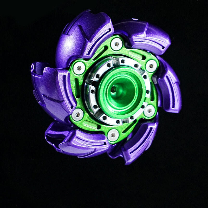 Open stress relief toy held in a hand from a second angle to show scale and grip