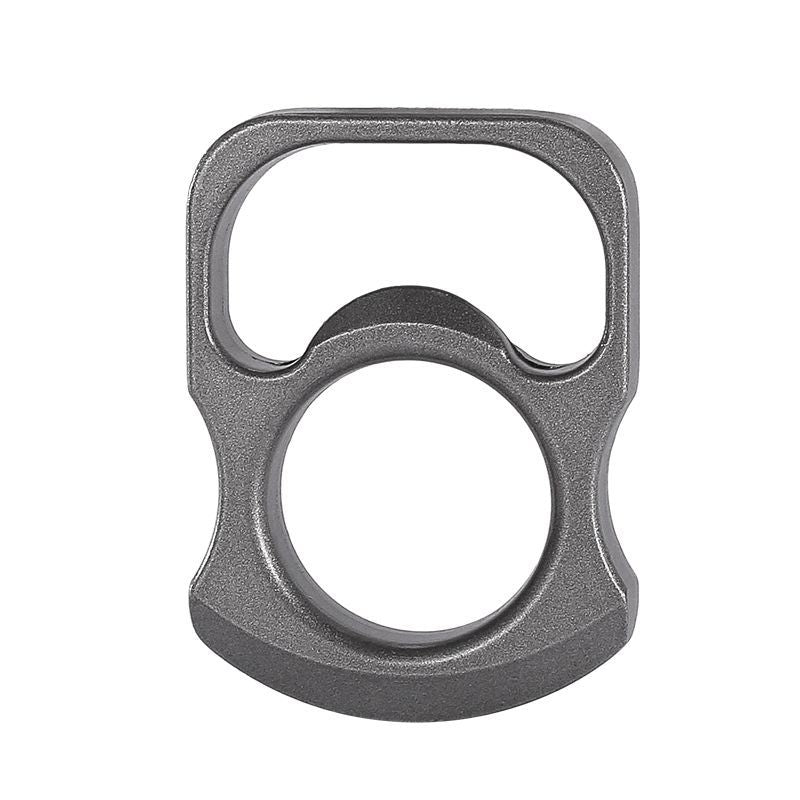 Front view of the dark grey zinc alloy opener tool on a white background