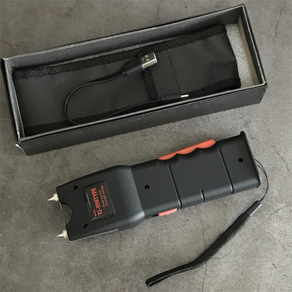 Black retail box with nylon holster and USB cable beside the black 998 unit showing its TJ-998TYPE label and orange grip
